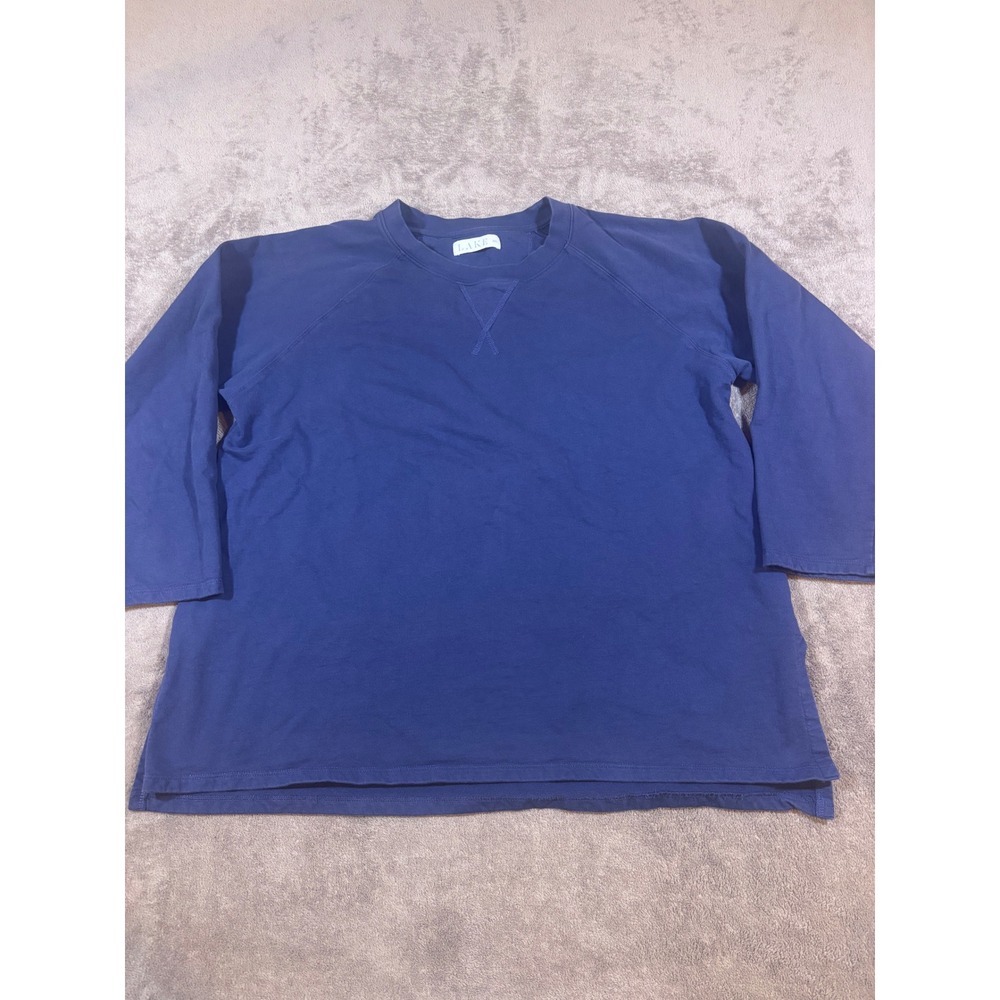 LAKE Pajama Top Womens XXL Navy Blue 100% Cotton Long Sleeve Sleep Shirt Raglan